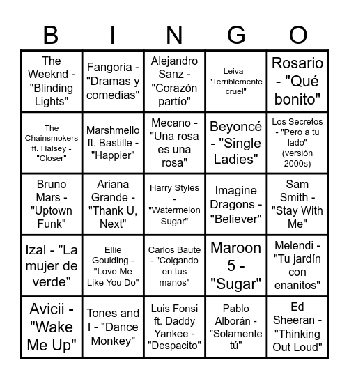 BINGO MUSICAL Bingo Card
