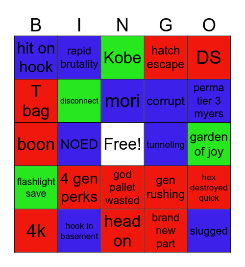 Dead By Daylight Bingo Card