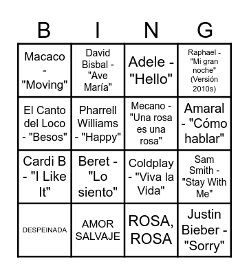BINGO MUSICAL Bingo Card
