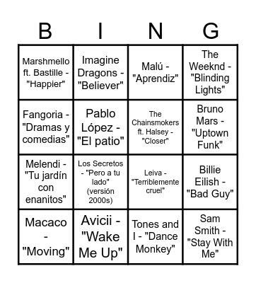 BINGO MUSICAL Bingo Card
