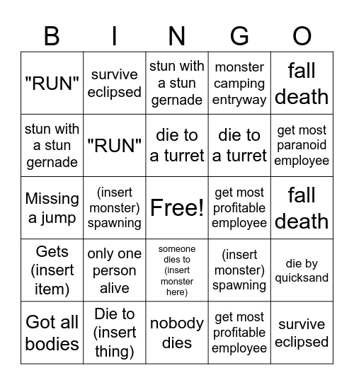 Sketchy Bingo Card