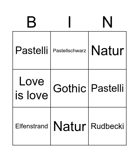 Kathleen Bingo Card