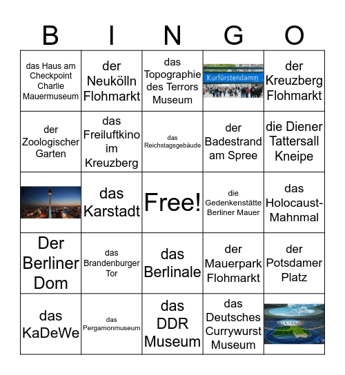 7F - Berlin, Berlin Bingo Card