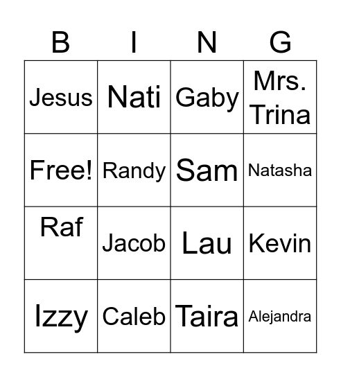 SLS 1501 Our Class Bingo Card