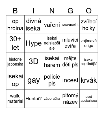 anime nová sezóna 2024 Bingo Card