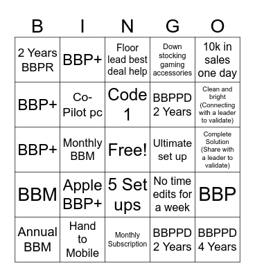 Titans BBM and BBP Bingo Card