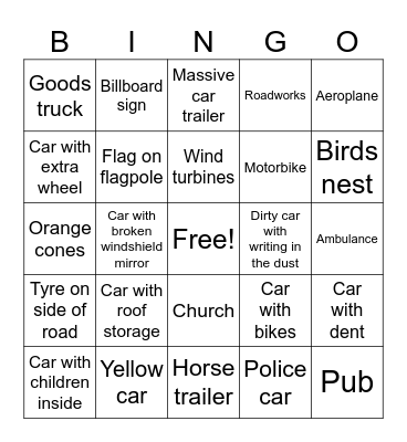 SUMMER ROAD TRIP BINGO Card