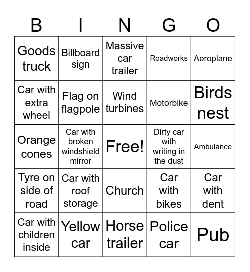 SUMMER ROAD TRIP BINGO Card