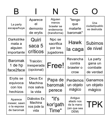 DnDingo Bingo Card