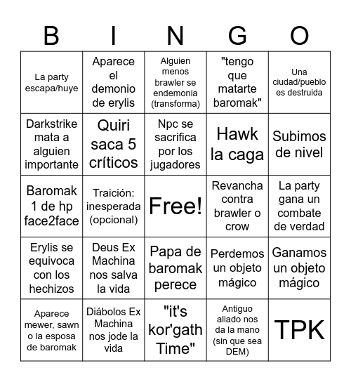 DnDingo Bingo Card