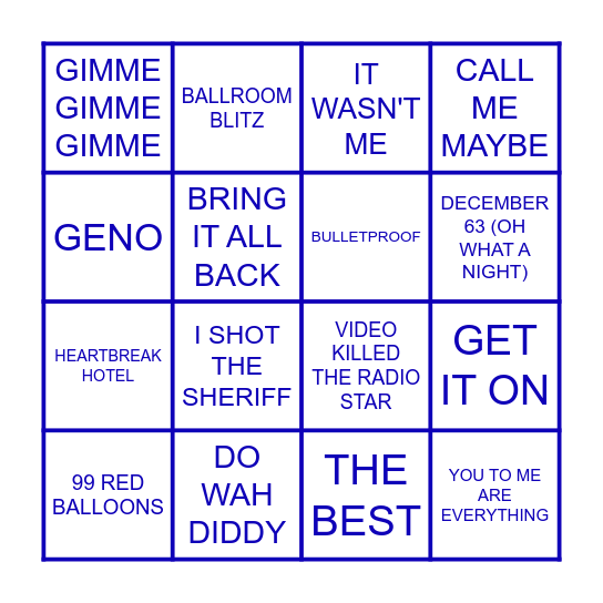 MUSIC BOX Bingo Card