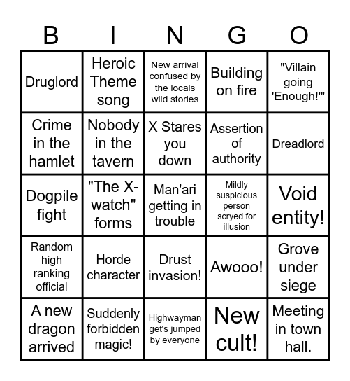 2024 - Duskwood bingo! Bingo Card