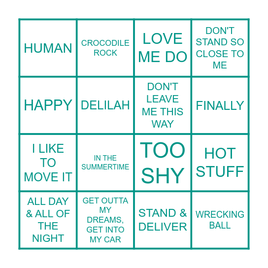 THE HIT LIST Bingo Card