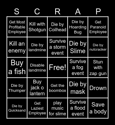 Lethal Company Bingo Card