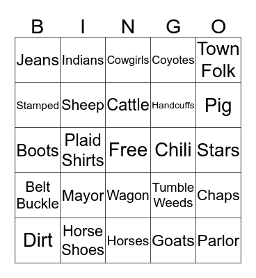 Western Bingo Cards on Bingo Baker