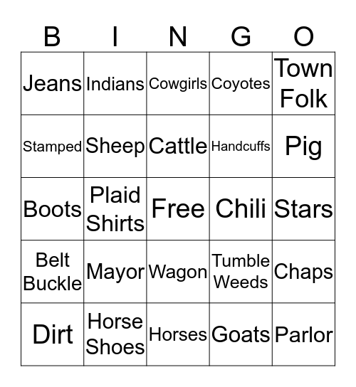 Western Bingo Card