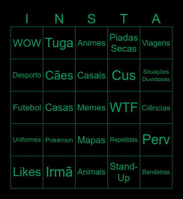 Insta Bingo Card