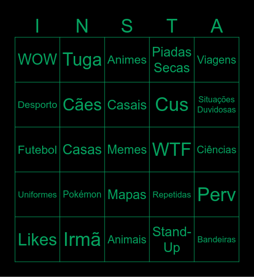 Insta Bingo Card