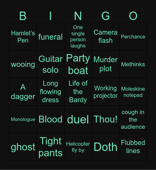 Bard Tragedy Bingo Card