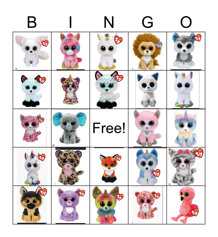 Beanie boos Bingo Card