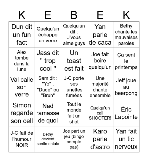 Bingo de la St-Jean! Bingo Card