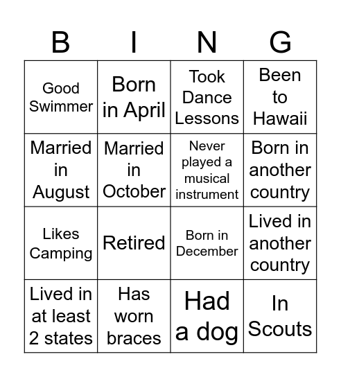 Someone who... Bingo Card