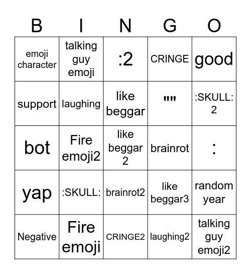 yt shorts COMMENTS Bingo Card