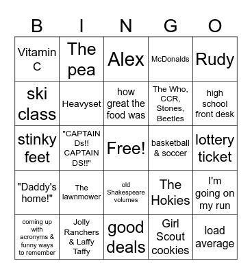 Dadisms Bingo Card