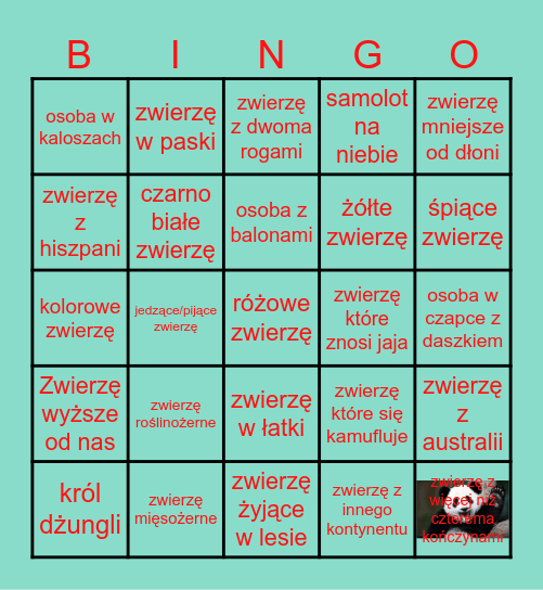 ZOO Trip Bingo Card