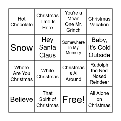 Movie & TV Soundtracks of Christmas Bingo Card