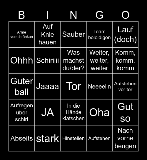 Schweiz vs Deutschland Bingo Card