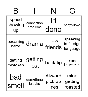 Dokomi Bingo Card