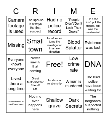 TV True Crime Bingo v3 Bingo Card