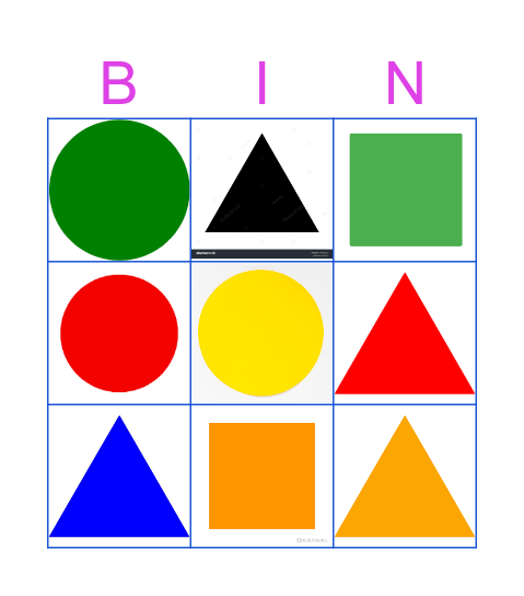 Colours and shapes bingo Card
