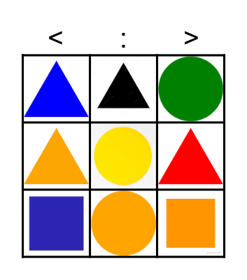 Colours and shapes bingo Card