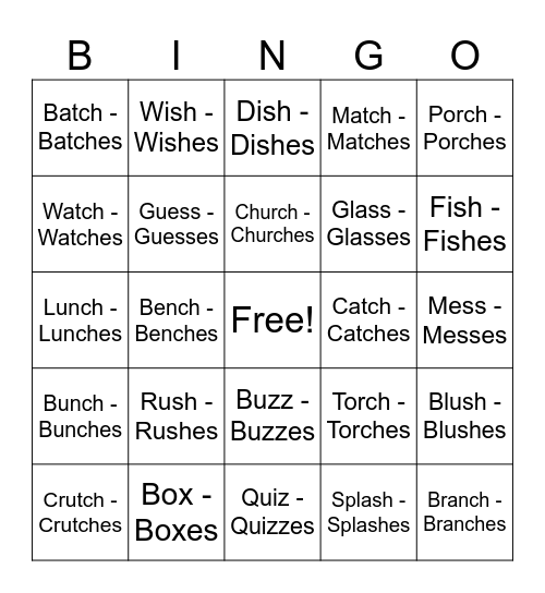 PLURAL Bingo Card