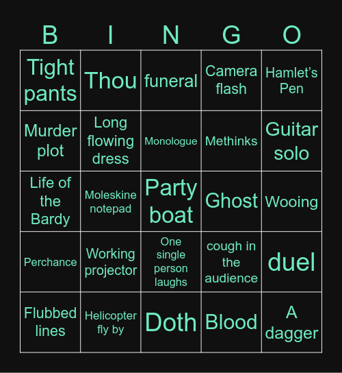 Bard Tragedy Bingo Card