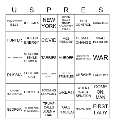 DEBATE  Bingo Card