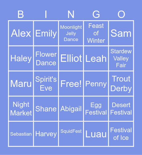 Bingo Valley Bingo Card