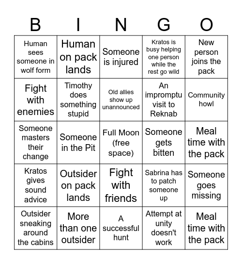 Calagrathorm Bingo Card