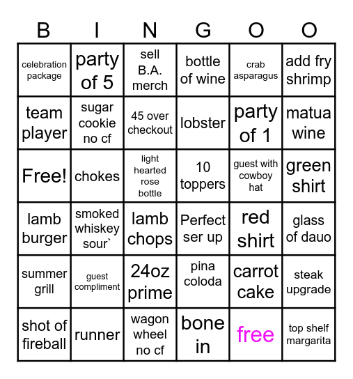 SUNDAY Bingo Card