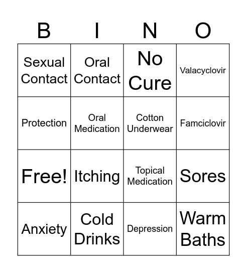 Herpes-Simplex Bingo Card