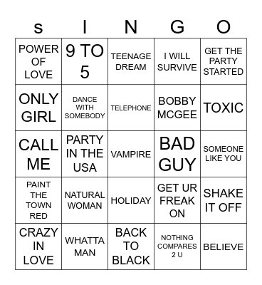 All the ladies Bingo Card