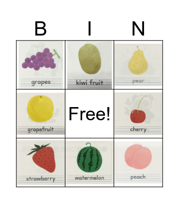 Fruits Bingo Card