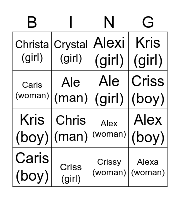 Intro Bingo Card