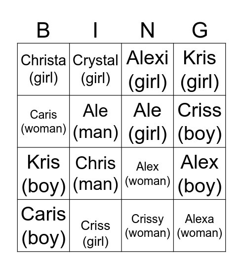 Intro Bingo Card