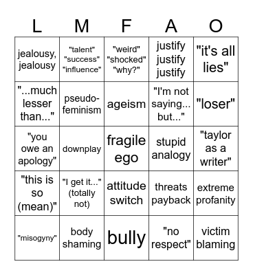 Swifties' reactions Bingo Card
