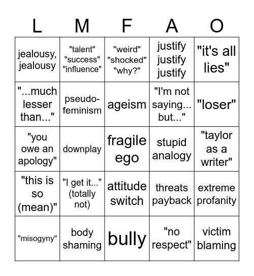 Swifties' reactions Bingo Card