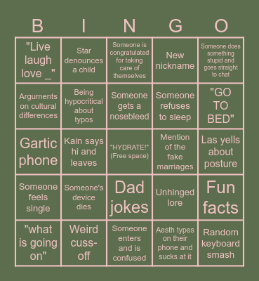 Chat Bingo :)) Bingo Card