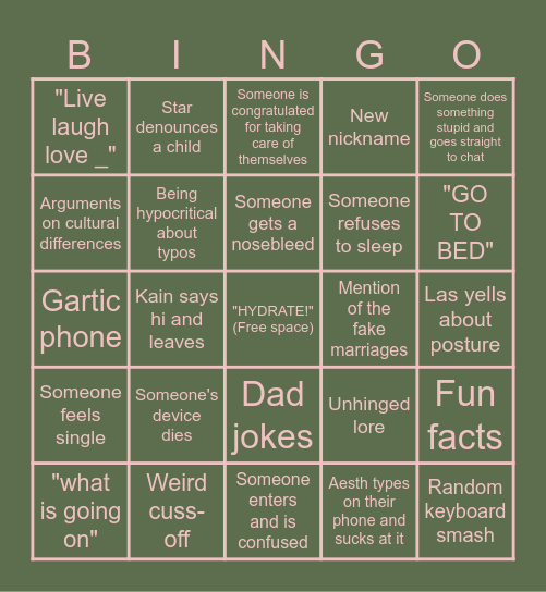 Chat Bingo :)) Bingo Card
